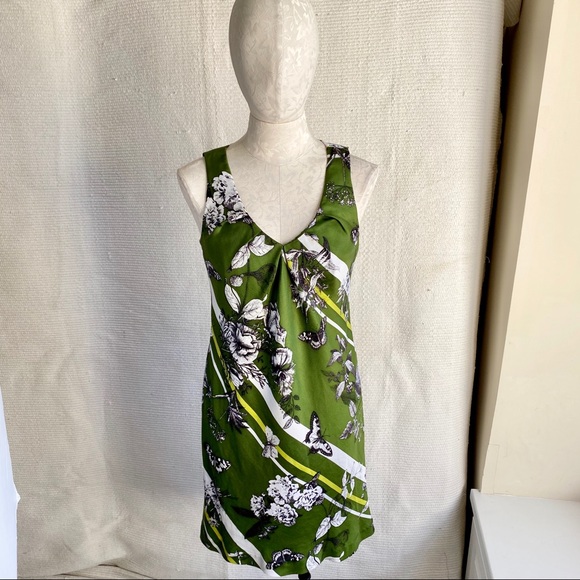 Talbots 4/6 Silk Floral Butterfly Stripe Dress - Picture 2 of 8